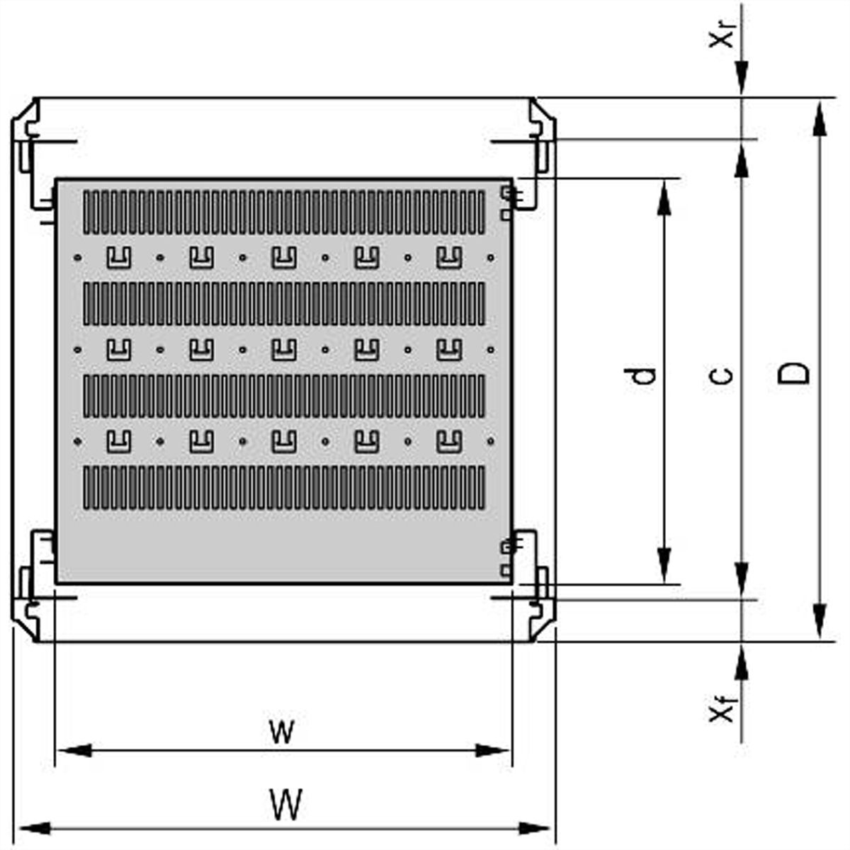 SCHROFF 19"-Fachboden stationär - 19"FACHB.STAT. 700T RAL7035