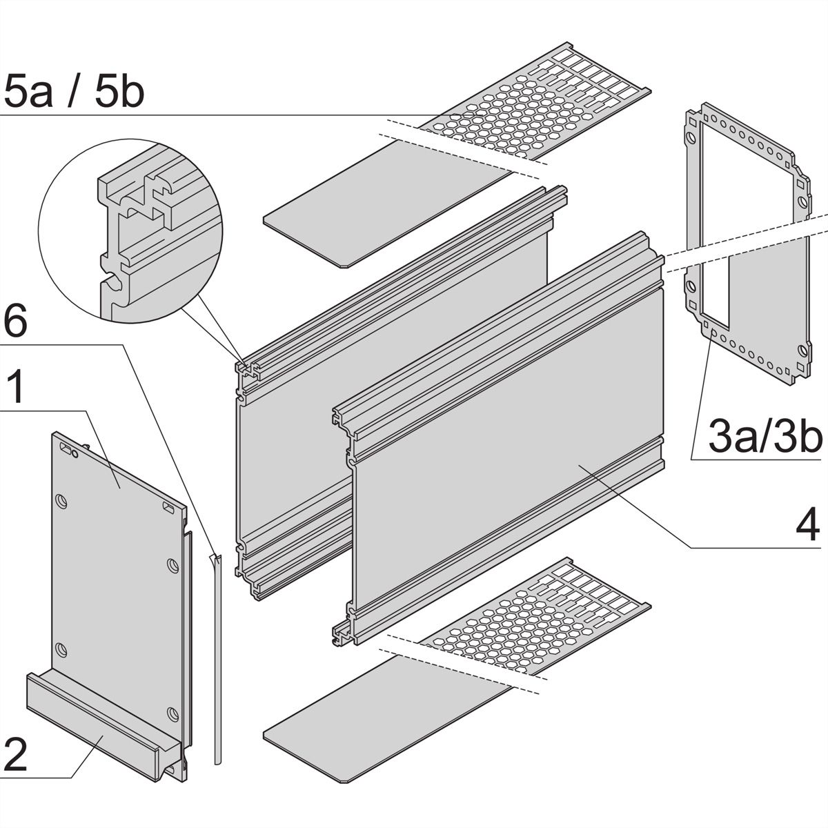 SCHROFF Kassetten PRO 3 HE-Bausätze, Frontplatte geschirmt (Textildichtung) - KAS S1 FS EMV 3HE 10TE 227T