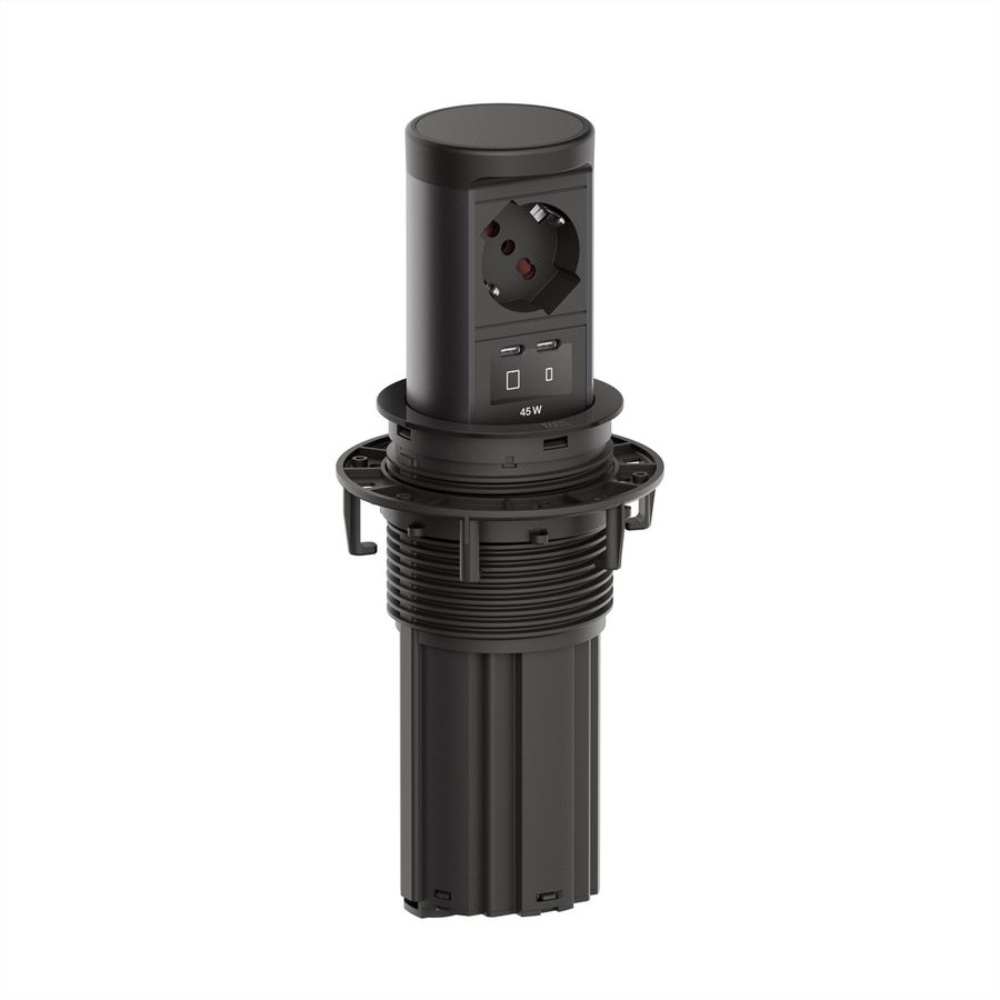 BACHMANN ELEVATOR2 1xP40, 1xUSB C/C 45W RAL9005 2,0 m AEH
