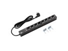 BACHMANN 19" Steckdosenleiste 8-fach mit ÜS ohne Schalter, schwarz