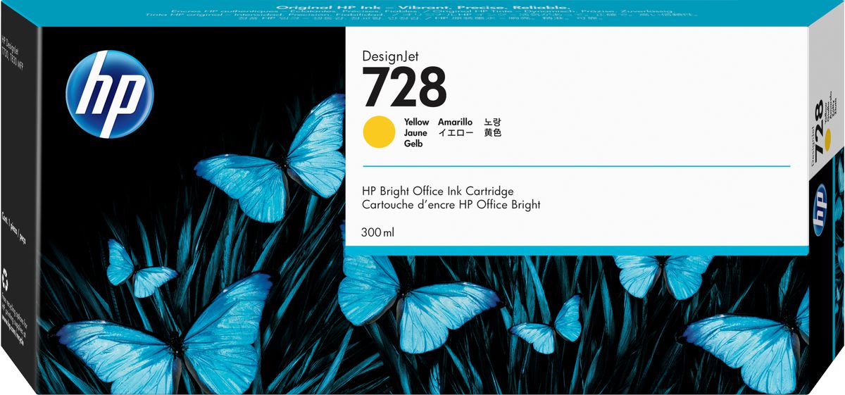 HP 728 Gelb DesignJet Druckerpatrone, 300 ml
