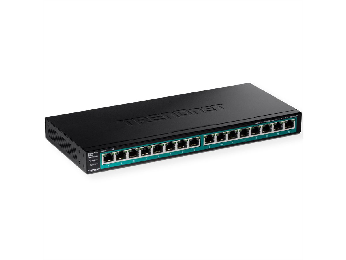 TRENDnet TPE-TG161H 16 Port PoE Switch Gigabit PoE+ Switch 120W