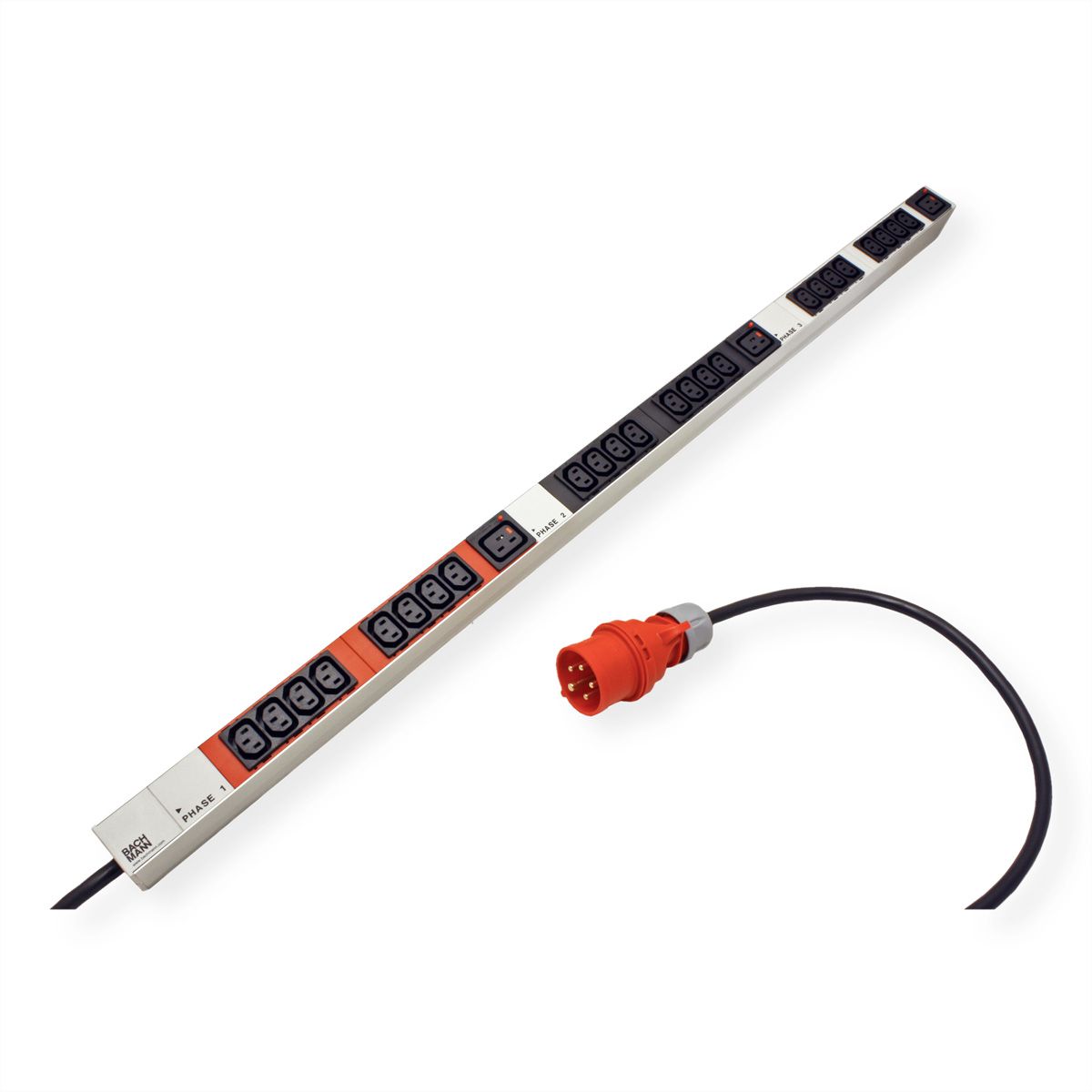 BACHMANN IT PDU ALU 1HE 24x C13 3x C19 CEE 3x16A rot