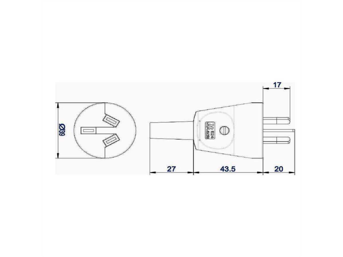 BACHMANN Schutzkontaktstecker, Australien 10A/250V, schwarz