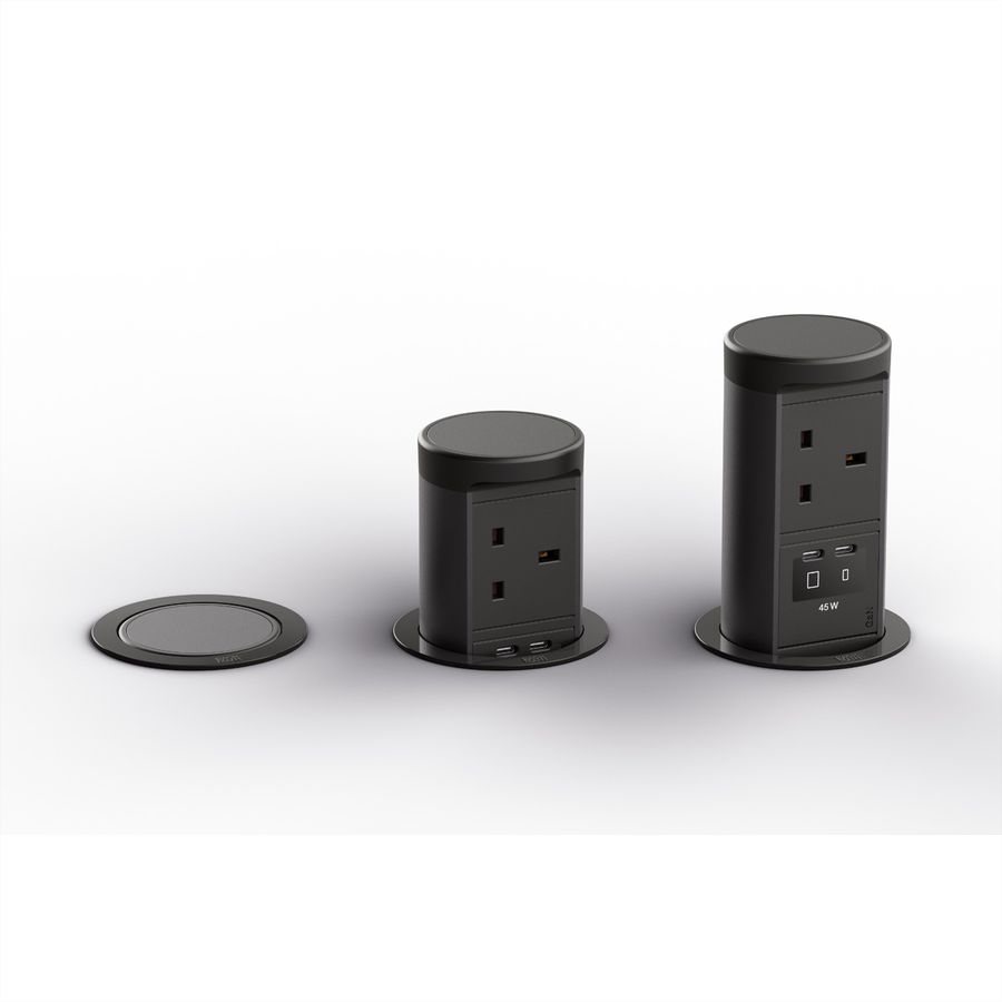 BACHMANN ELEVATOR2 1xUK, 1xUSB C/C 45W RAL9005 0,5m ISV