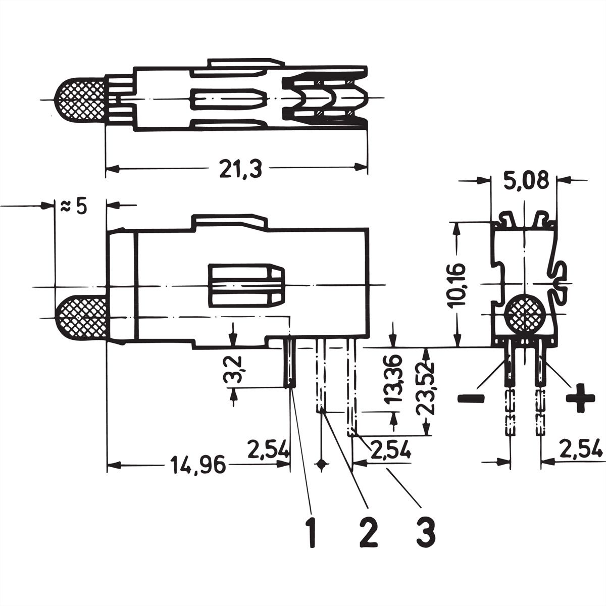 SCHROFF Einfach-LED, lange Bauform, x 3,2 mm - LEUCHTDIODE 3,2 GN 1.EBENE