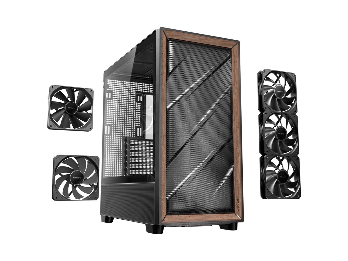 ANTEC FLUX PC Gehäuse Midi Tower Gaming ATX, schwarz
