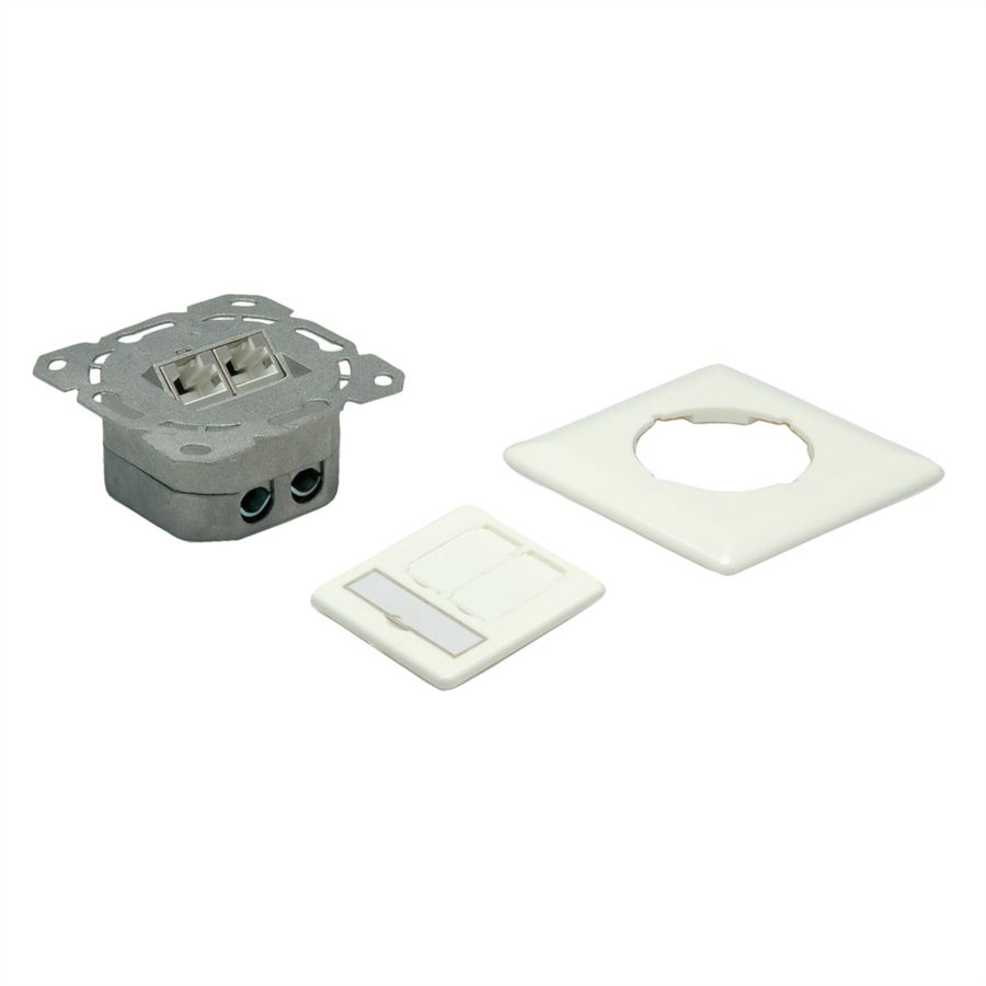 VALUE Cat.6A (Class EA) Dose, 2x STP, Unterputz, senkrecht, weiss