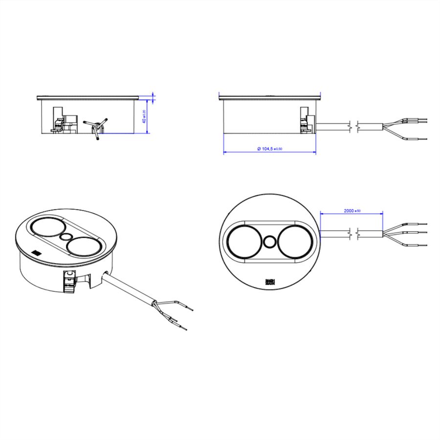 BACHMANN TWIST 2 2xUTE 2,0m AEH RAL9010 30GE rund