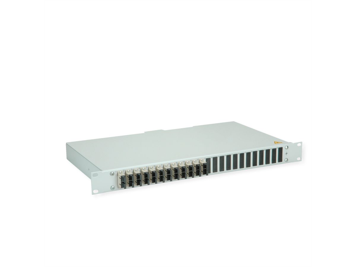 TELEGÄRTNER BASIS eco LWL-Panel mit Kupplungen & Pigtails, 12x SC Duplex, beige, OM2, Grade C