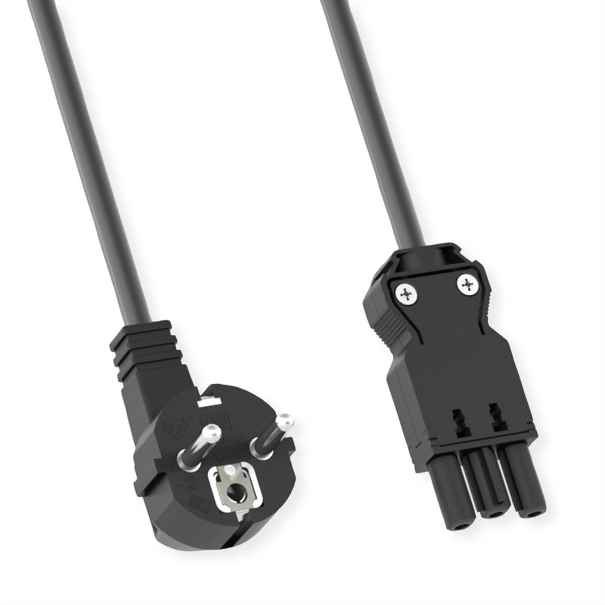 BACHMANN Gerätezuleitung Schutzkontakt/Gerätekupplung GST18-3, halogenfrei, schwarz, 2 m