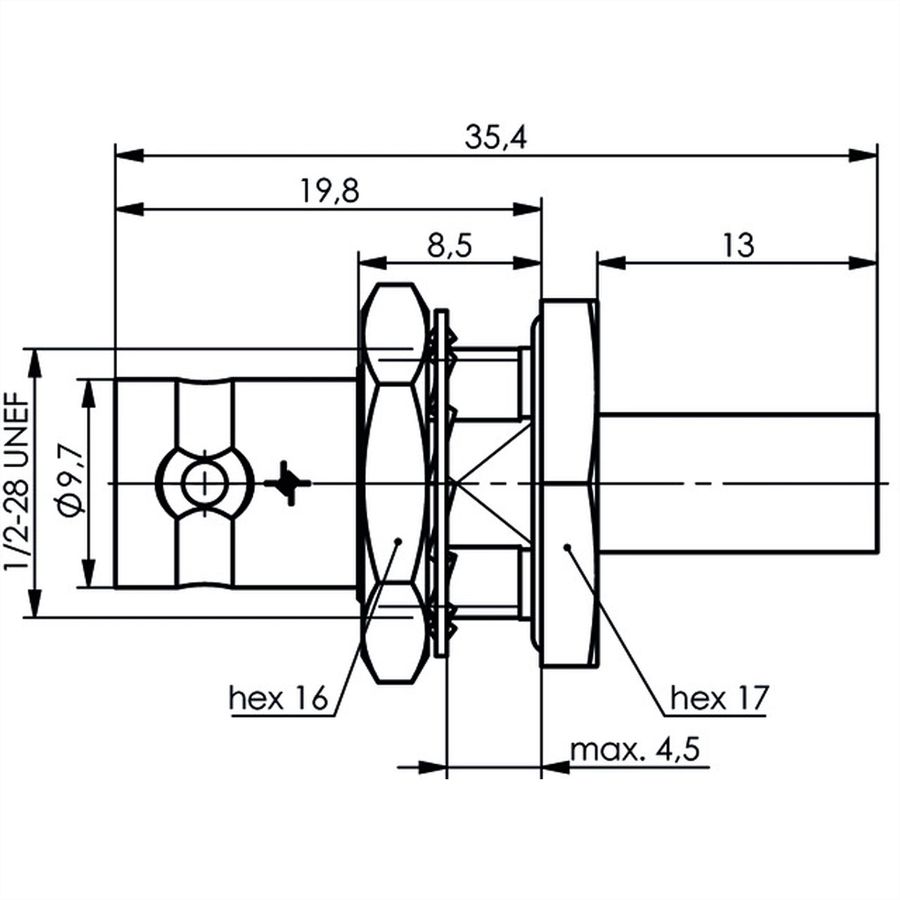 TELEGÄRTNER BNC-Kabeleinbaubuchse 50 Ohm für RG-58C/U