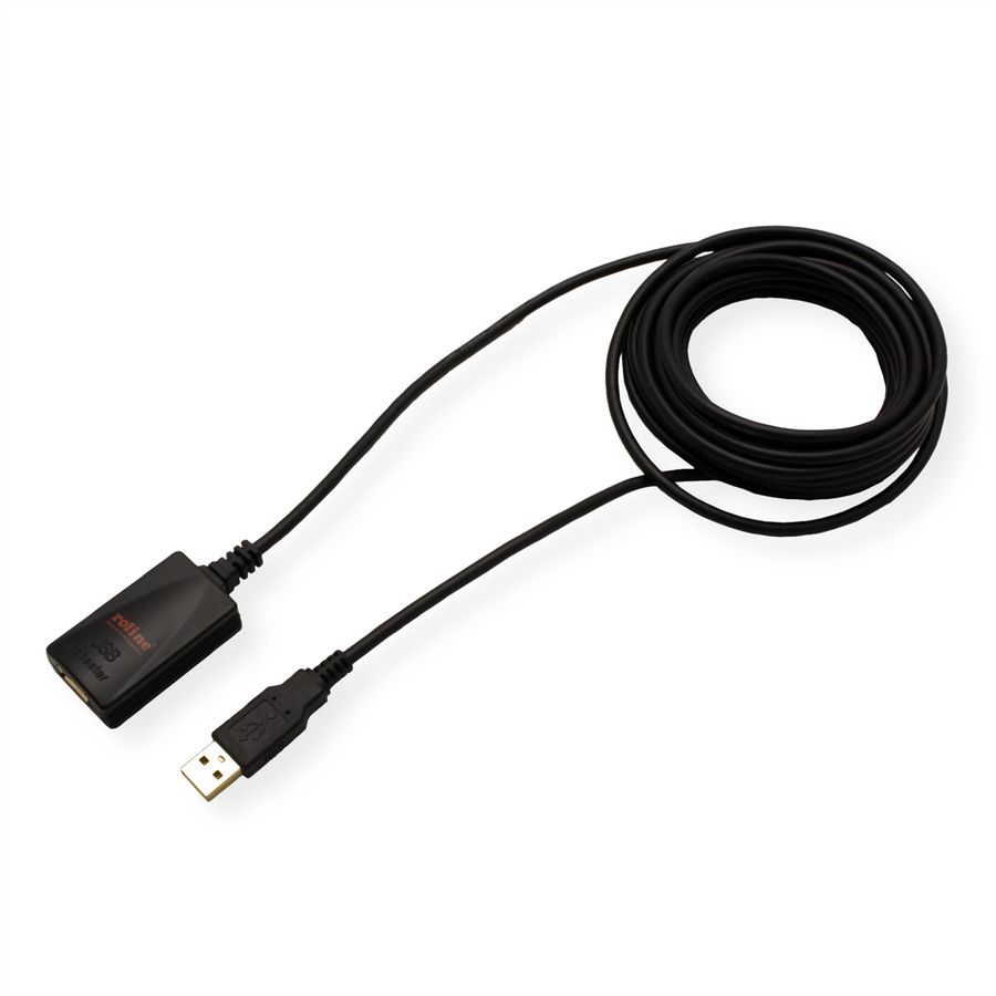 ROLINE USB 2.0 Verlängerung, schwarz, 5 m