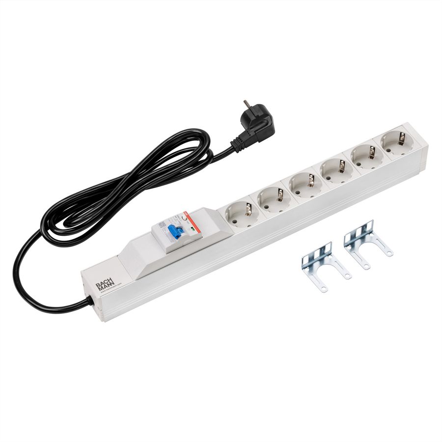 BACHMANN 19" 1HE 6xCEE7/3 1xFI Strom 2,0m CEE7/7