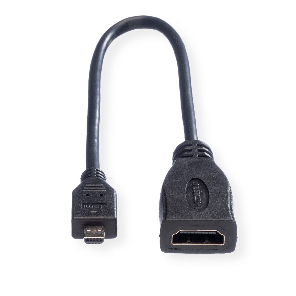 ROLINE HDMI High Speed Kabel mit Ethernet, HDMI BU - Micro HDMI ST, 0,22 m