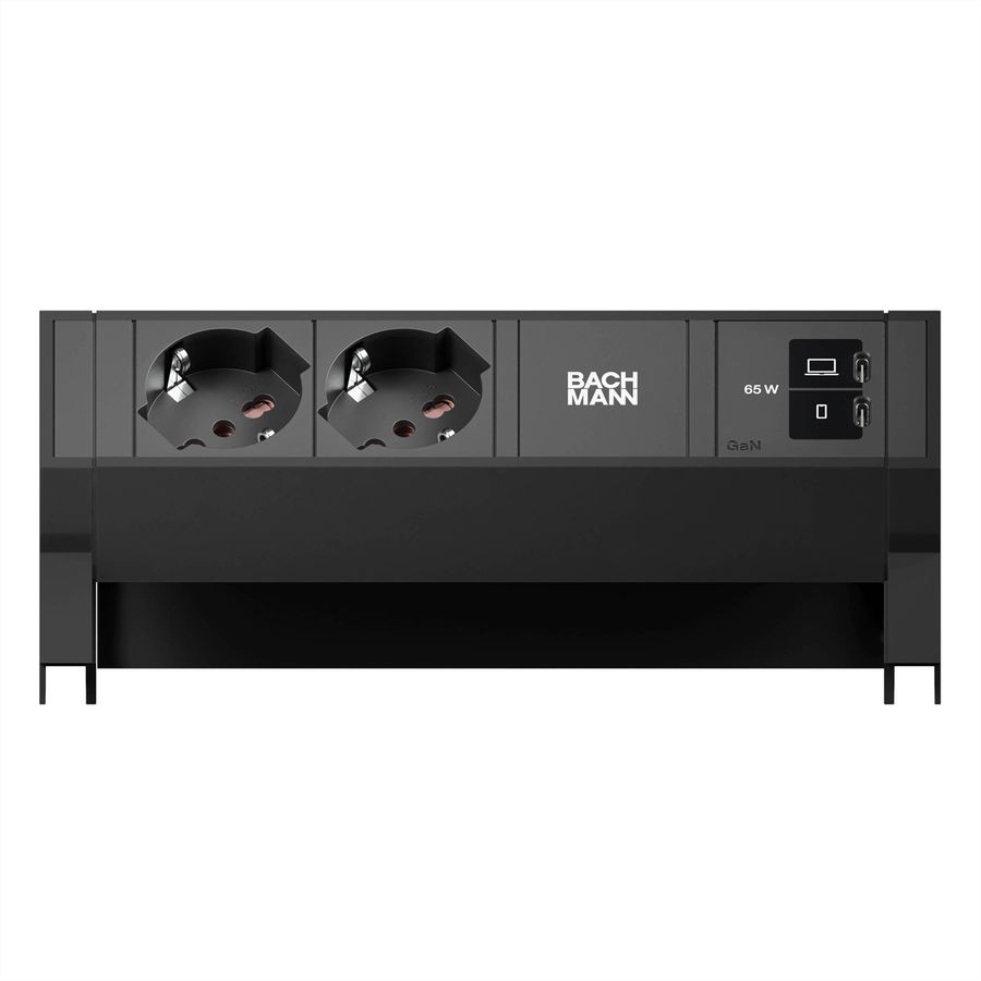 BACHMANN DESK2 2xP40 1xUSB C/C 65W, L=0,2m RAL9005