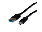 ROLINE RM USB 3.2 Gen 1 Kabel, A-C, ST/ST, schwarz, 0,5 m