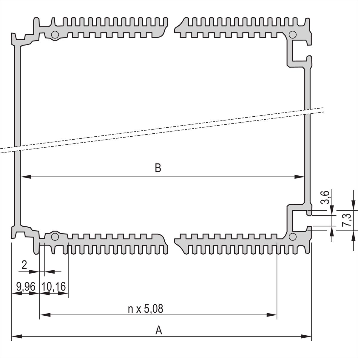 SCHROFF HF-Tubus - HF-TUBUS 3HE 14TE 1 METER