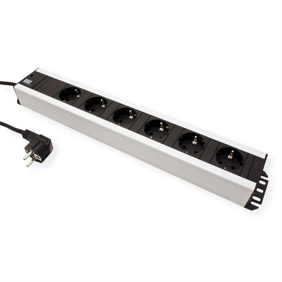 BACHMANN Handwerkerleiste 6x Schutzkontakt, 19-Zoll-Rack kompatibel, 2 m
