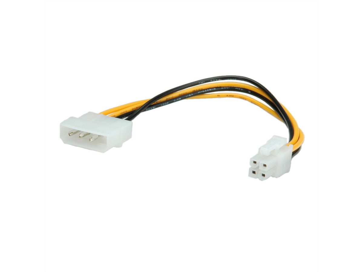 ROLINE Internes Power Kabel, 4pol. HDD / ATX12V-P4 4-polig Power, 0,15 m