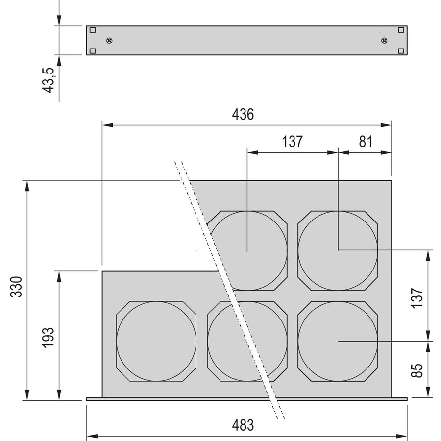 SCHROFF 19" Umlüfter, 6 Ventilatoren, 1 HE - UMLUEFTER 19"O.SCH.1HE 24V