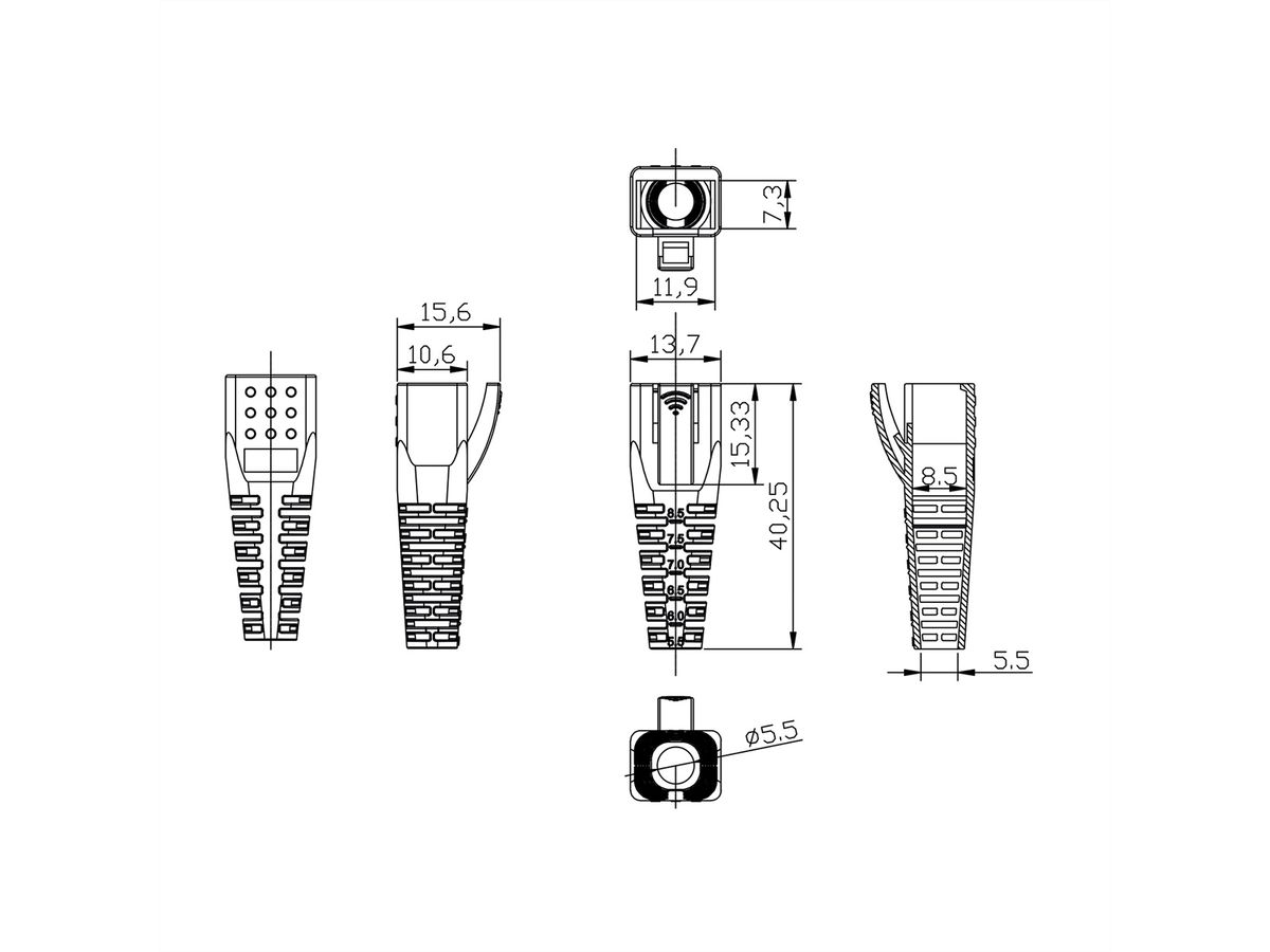 ROLINE Knickschutztülle für RJ-45, 10 Stck, grün