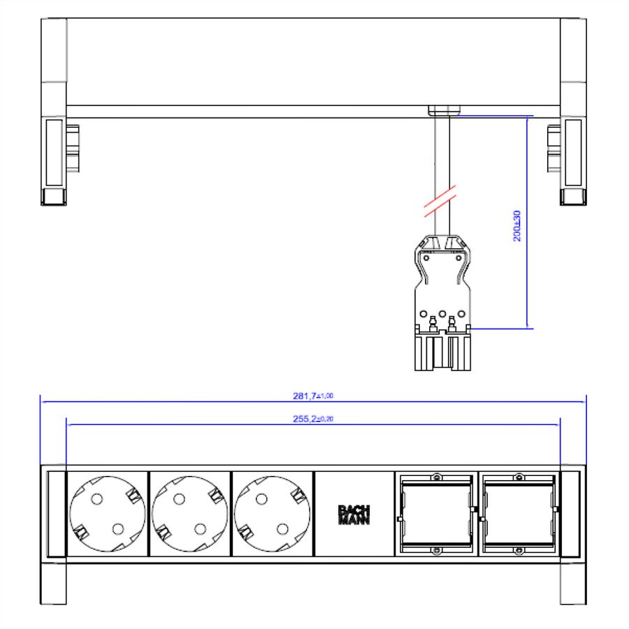 BACHMANN DESK2 3x Schutzkontakt 2x ABD GST18, weiß