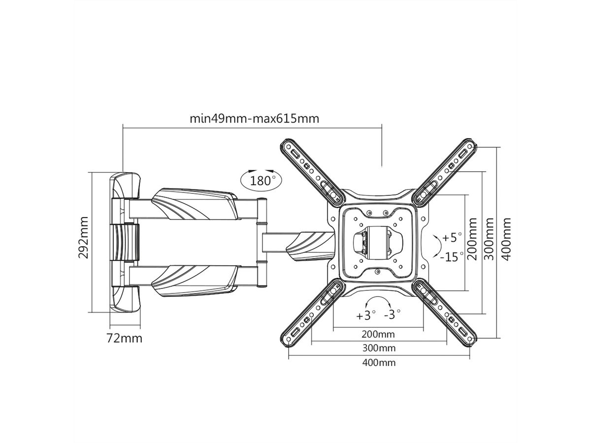 VALUE LCD-/TV-Wandhalterung, 4 Gelenke, bis 35 kg