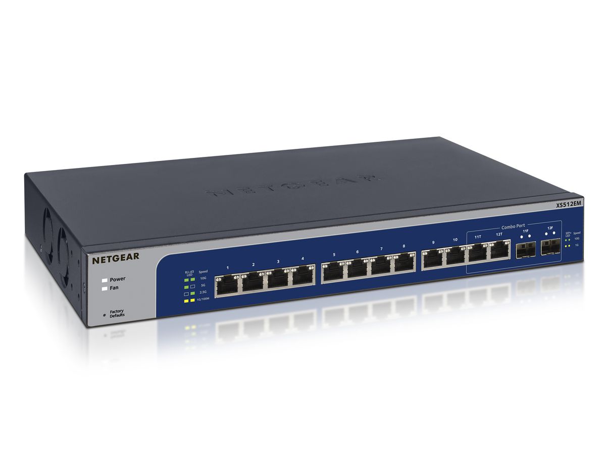 Netgear XS512EM Managed L2 10G Ethernet (100/1000/10000) Blau, Grau 1U