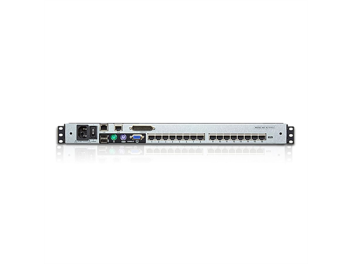 ATEN KL1516AiM KVM Over-IP Switch, 43cm TFT, VGA, PS/2-USB über Kat 5, 16 Ports, IT-Layout