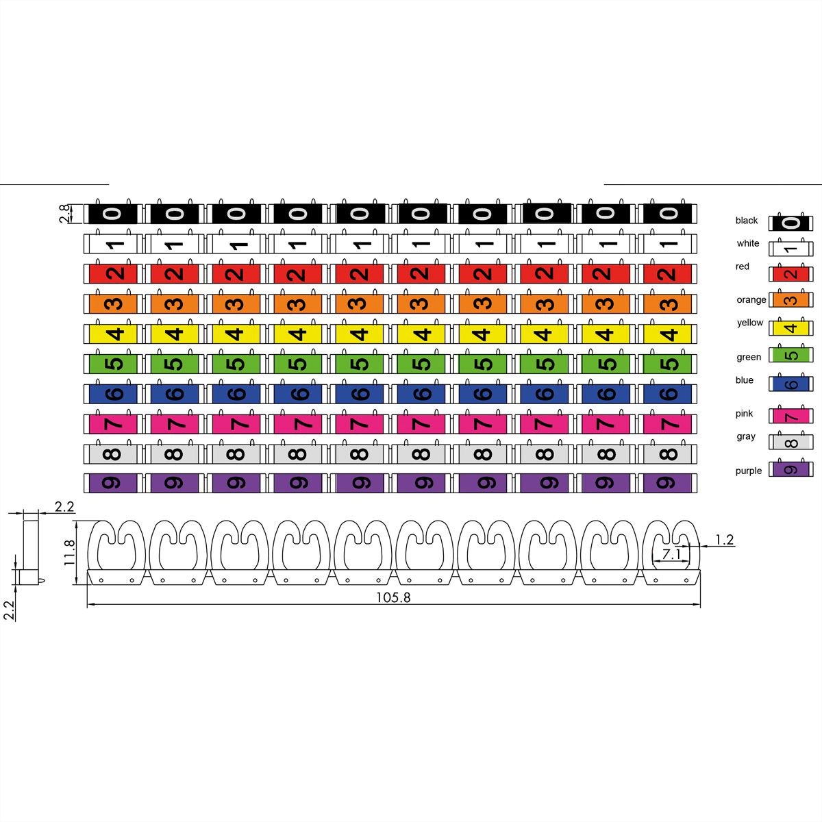VALUE Kabelmarkierungsset für Patchkabel, 5 - 6,5mm, 10 x 10 St., mehrfarbig