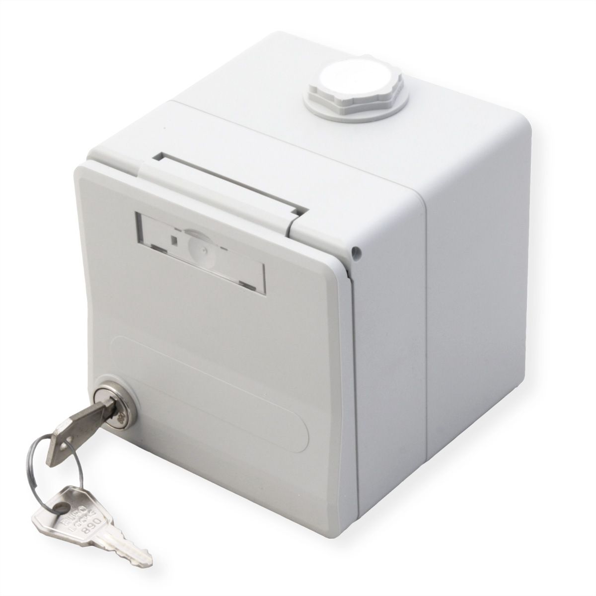 METZ CONNECT IP44 Modul-Aufputz-Gehäuse, Klappdeckel+Schloss, 2Ports unbestückt, grau