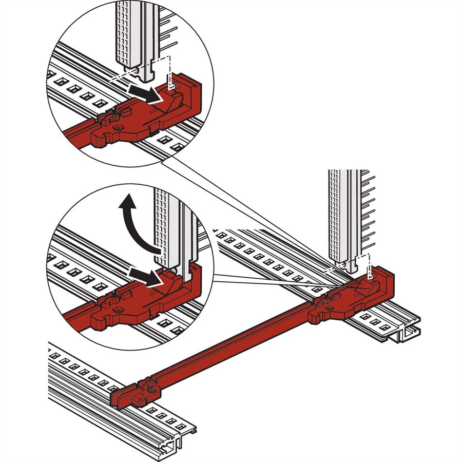 SCHROFF Führungsschiene, 220 mm, mit integrierter Befestigung für Steckverbinder - FUEHRSCH-STECKVERB.ROT 220T(2)
