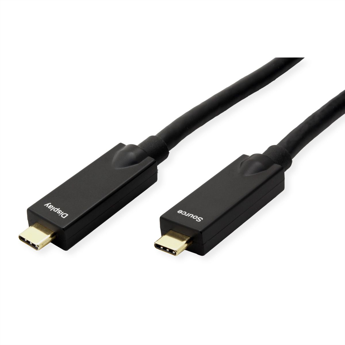 ROLINE USB 3.2 Gen 2 Kabel, AOC, C-C, ST/ST, 10Gbit/s, 4K60Hz, PD (Power Delivery) 60W, schwarz, 15 m