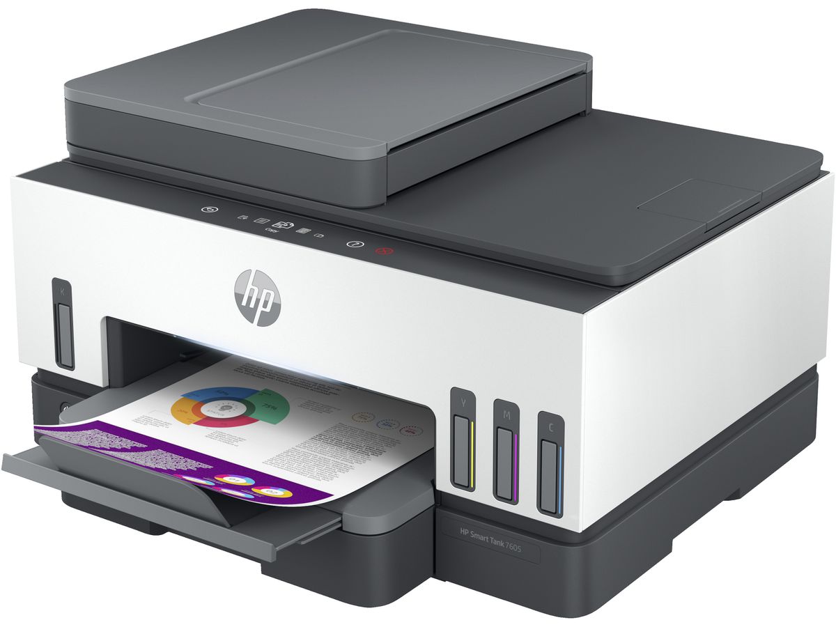 HP Smart Tank 7605 Wireless All-in-One Farbe Drucker, Beidseitiger Druck, Kopierer, Scanner