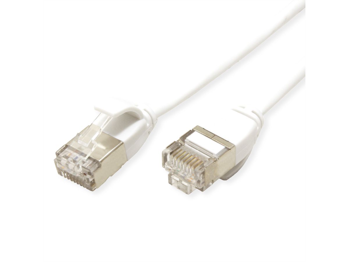 ROLINE U/FTP DataCenter Kabel Kat.7, LSOH, mit RJ45 Steckern (500 MHz / Class EA), slim, weiß, 3 m