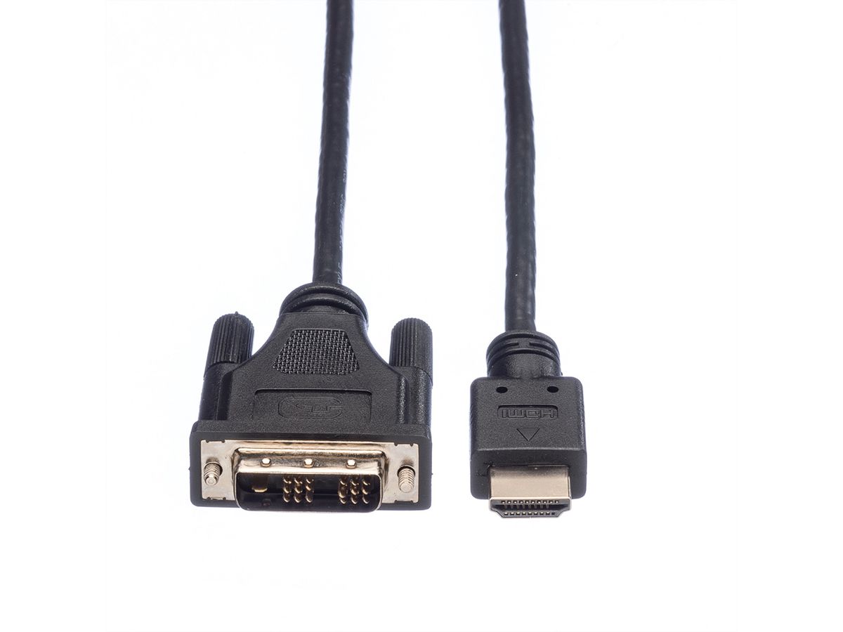ROLINE Kabel DVI (18+1) ST - HDMI ST, schwarz, 1 m