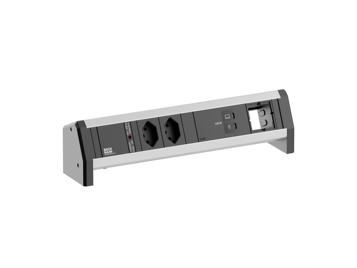 BACHMANN DESK 2xCH 90° 1xUSB C/C 100W, 1xCM