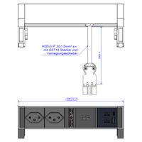 BACHMANN DESK2 ALU BLACK 2xCH T13, 1xUSB A&C 22W 0,2m GST18 Schweiz