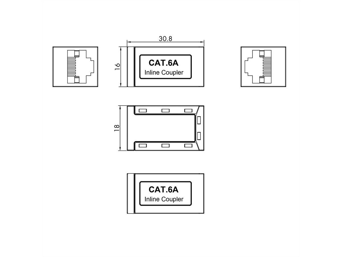 VALUE RJ-45 Kupplung geschirmt, Cat.6A (Class EA), silberfarben