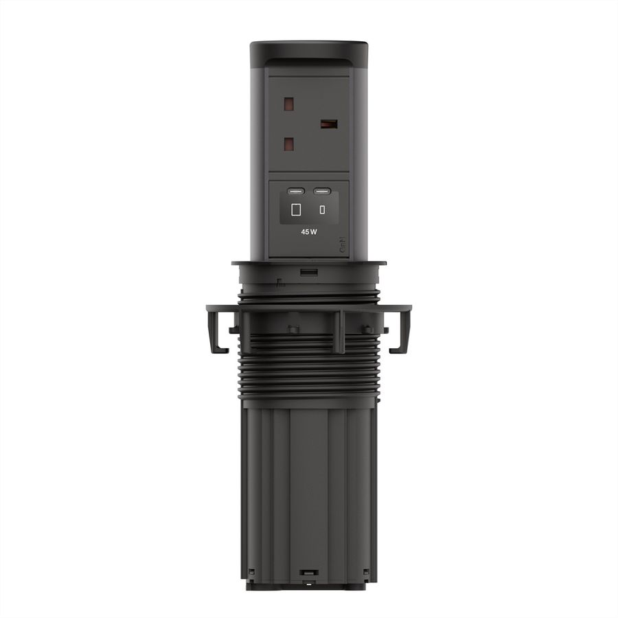 BACHMANN ELEVATOR2 1xUK, 1xUSB C/C 45W RAL9005 L=2,0m UK13A