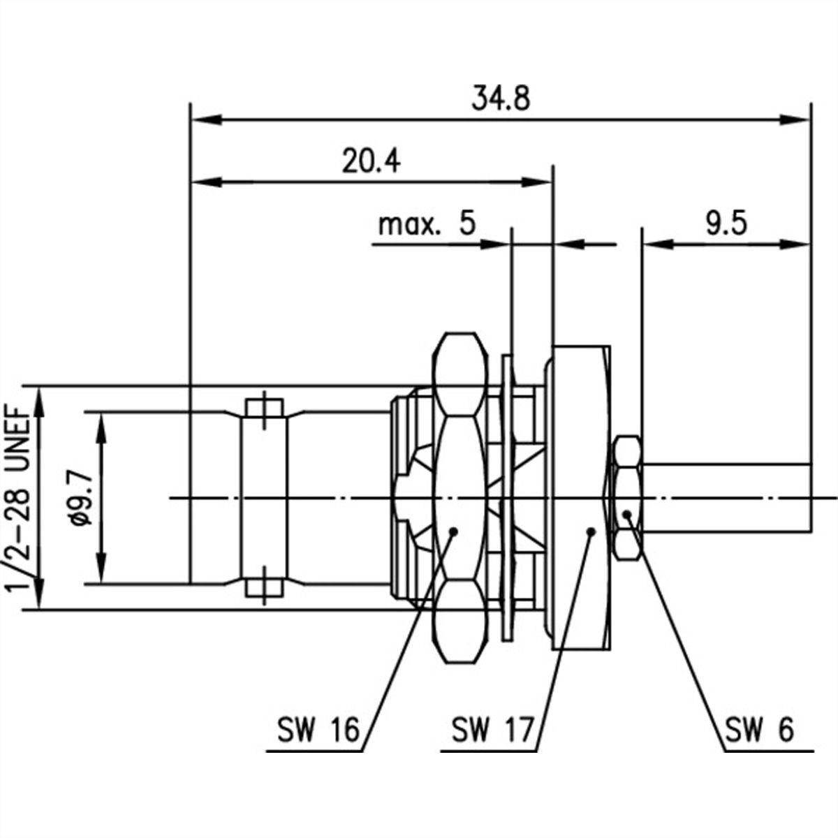 TELEGÄRTNER BNC-Kabeleinbaubuchse 75 Ohm, für RG179 crimp