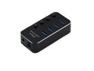 ROLINE USB 3.2 Gen 1 Notebook Hub, 4 Ports, einzeln schaltbar, schwarz