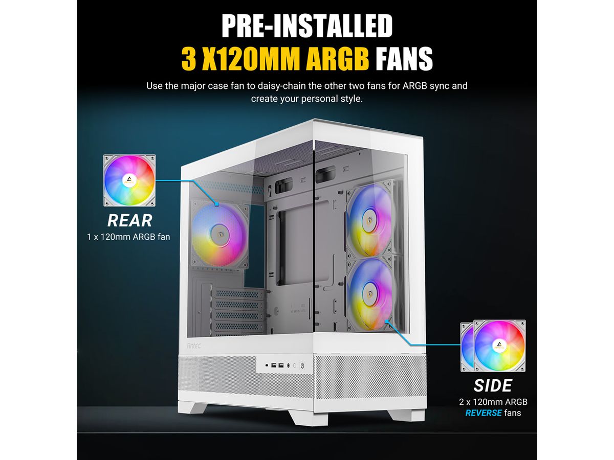 ANTEC CX500M ARGB PC Gehäuse Mini Tower Micro-ATX, schwarz