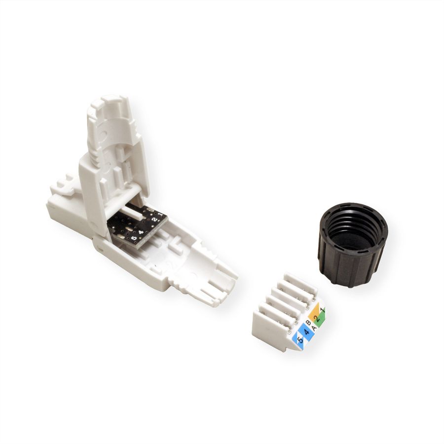 ROLINE feldkonfektionierbarer RJ-45 Stecker Cat.6A (Class EA), UTP, weiß