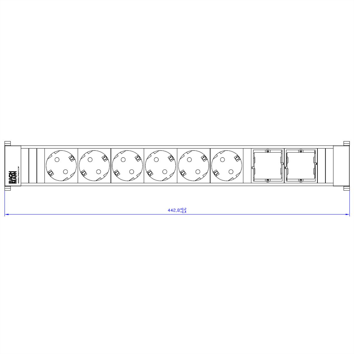 BACHMANN CONFERENCE TOP FRAME X-Large Einsatz 6x Schutzkontakt 2x ABD