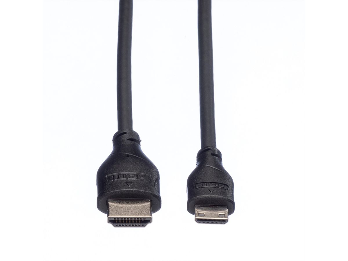 ROLINE HDMI High Speed Kabel mit Ethernet, HDMI ST - Mini HDMI ST, 0,8 m