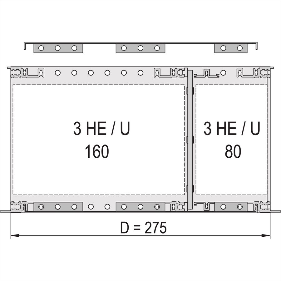 SCHROFF Abdeckblech für Anschraubung an die Seitenwand, 275 mm tief (CompactPCI) - ABDECKBLECH EMC 42TE 275T 2ST