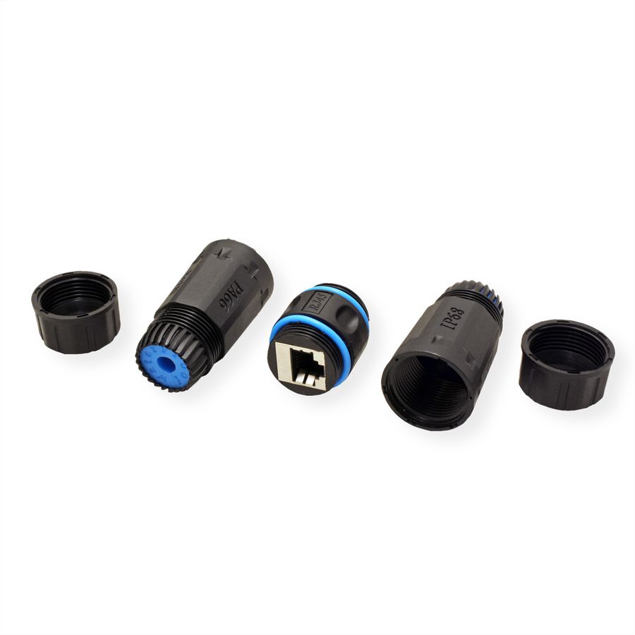 VALUE RJ-45 Kupplung geschirmt, Cat.6 (Class E), Outdoor/Industrie, schwarz