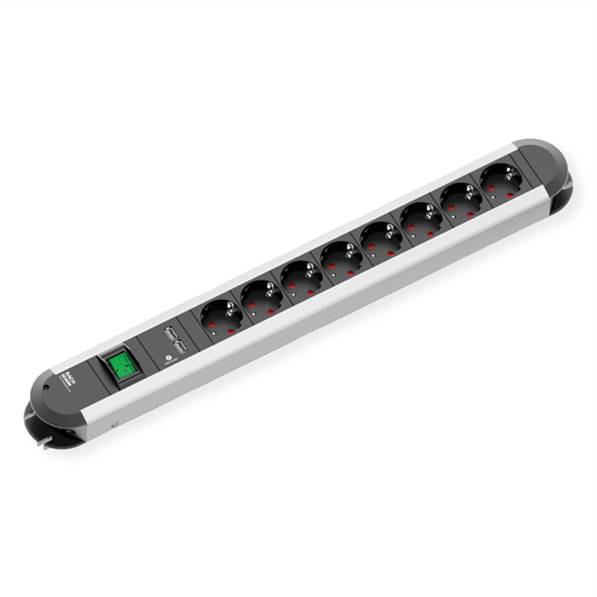 BACHMANN PRIMO Steckdosenleiste 8x Schutzkontakt, 2x USB-Ladeport, Schalter, 1,75 m